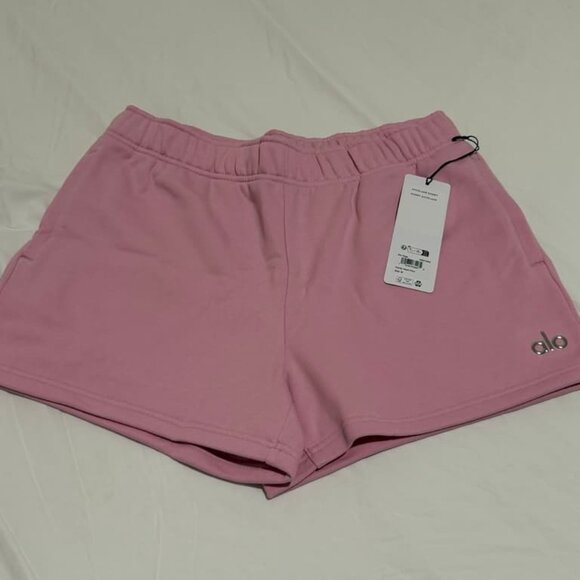 Alo Yoga Cropped Accolade Crewneck And Accolade Short Set Candy Heart Pink Auth - Picture 6 of 6